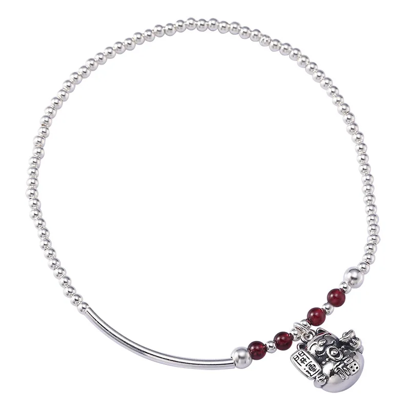 Браслеты анклеты женские из серебра 925 пробы с натуральным гранатом|Анклеты| |