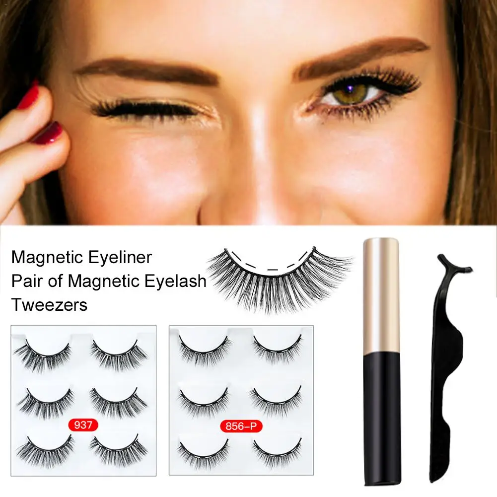 

High Quality Professional Eyes Makeup Magnetic Eyeliner Magnetic Eyelashes Kit Waterproof Long Lasting False Eyelashes 3 Pair