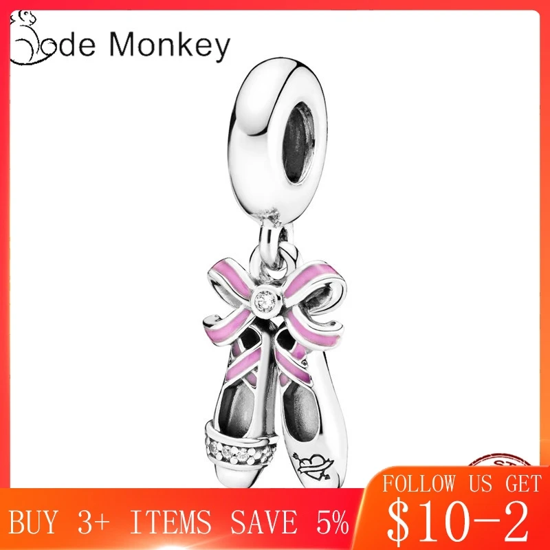 CodeMonkey 925 Sterling Silver Ballet Shoes Charm Beads Fit Original Design Bracelets For Women DIY Jewelry Making CMS1508 | Украшения и
