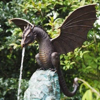 precision casting fire breathing dragon sculpture waterscape resin fountain majestic dragon sculpture home garden decoration