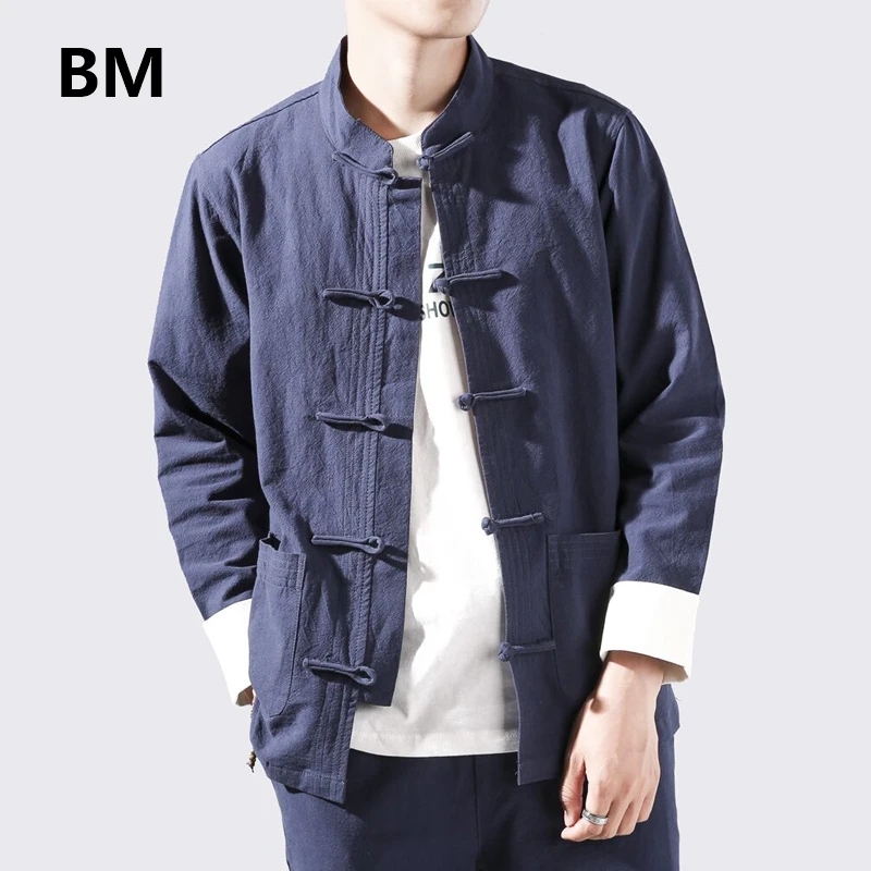 Стиль в китайском стиле искусственное хлопково льняное пальто Hanfu повседневный