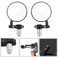 2pcs motorcycle round mirror handlebar end rearview hand bar universal handle bar motorbike side mirrors for cafe racer