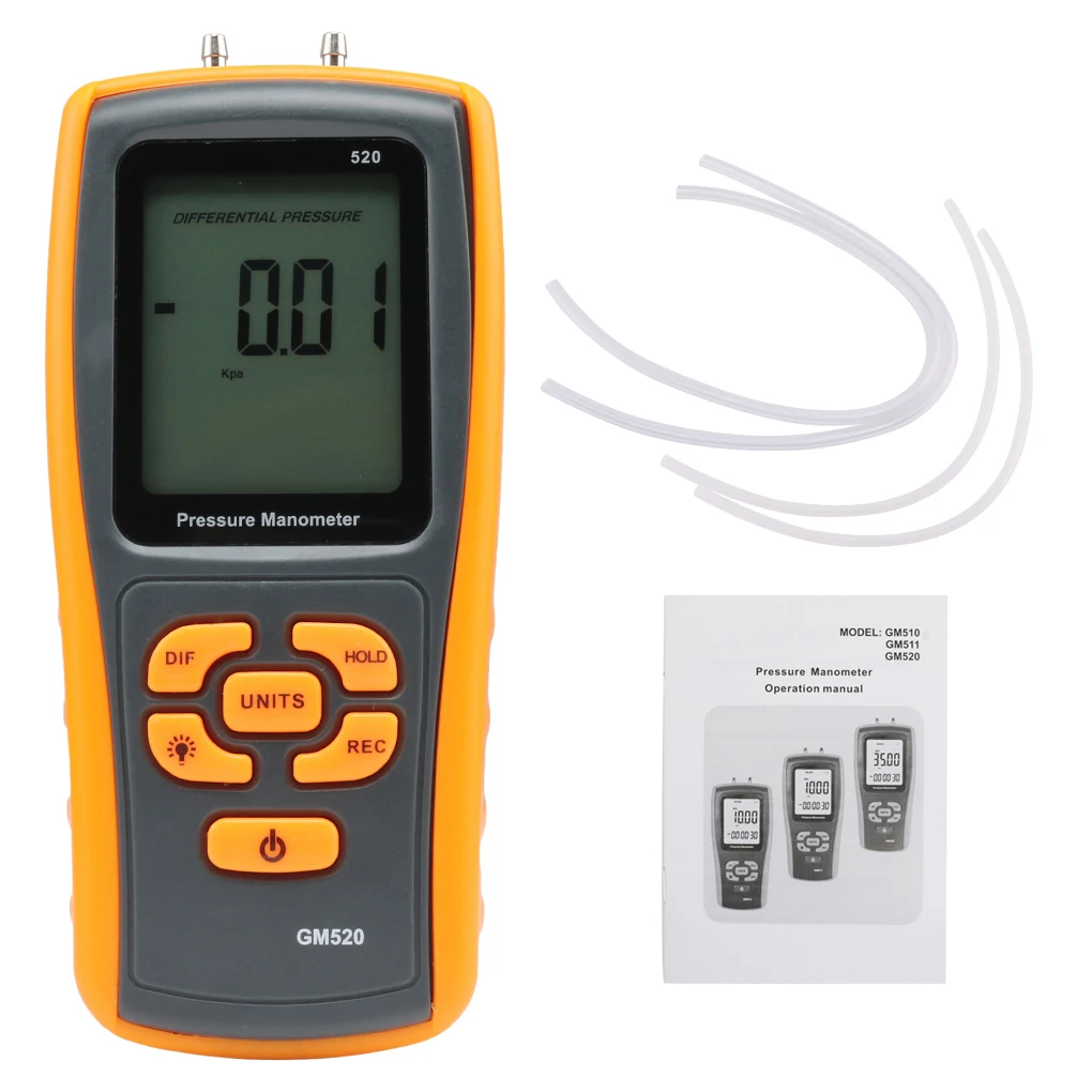 

Digital Pressure Gauge GM520 LCD Manometer Barometer Differential Air Pressure Tester Auto Power Off Measuring Tool USB Support