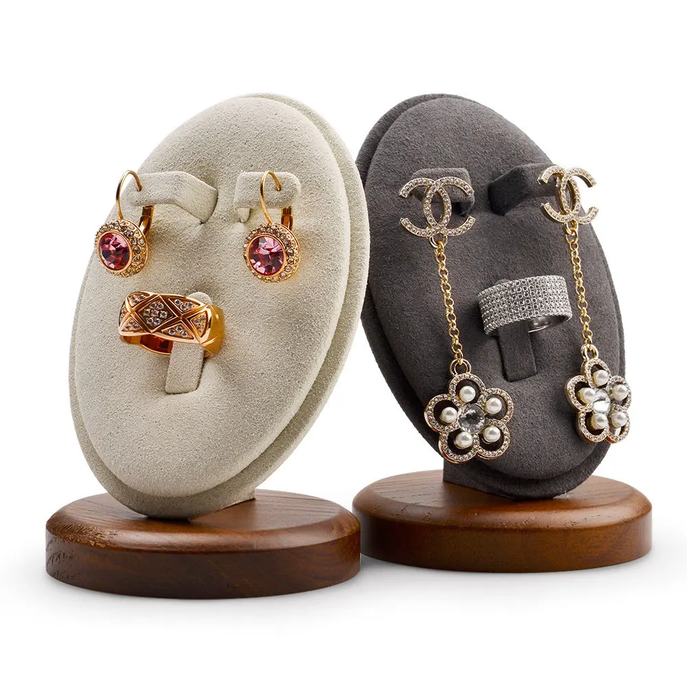 New jewelry stand, creative solid wood oval ring stand, earring display stand jewelry boxes and packaging