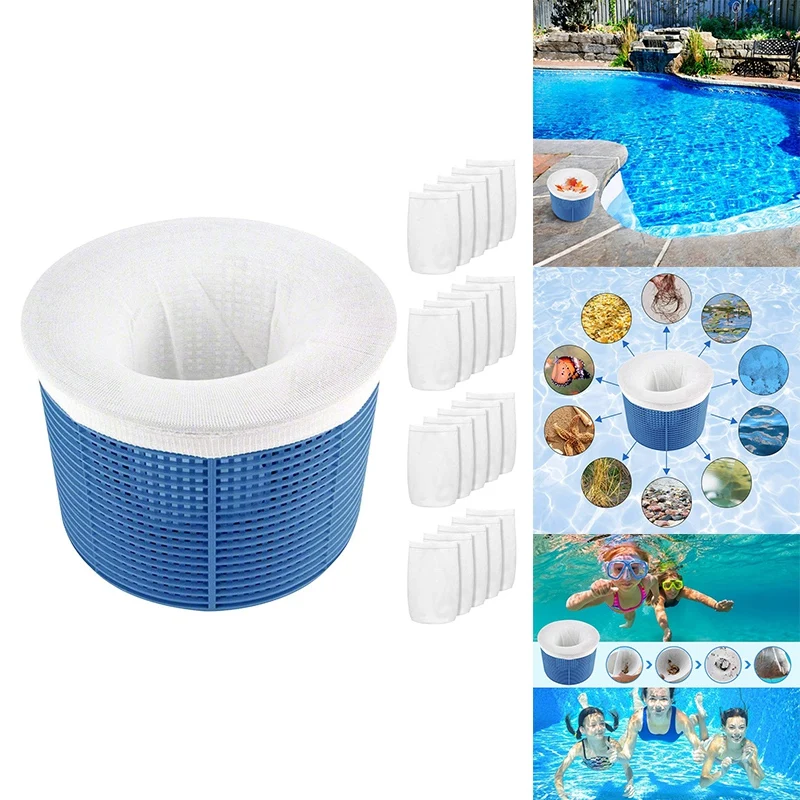 

Pool Skimmer Socks, Pool Filter Basket Saver Socks, Reusable Ultra-Fine Mesh Sock Filter Pool Debris Catcher
