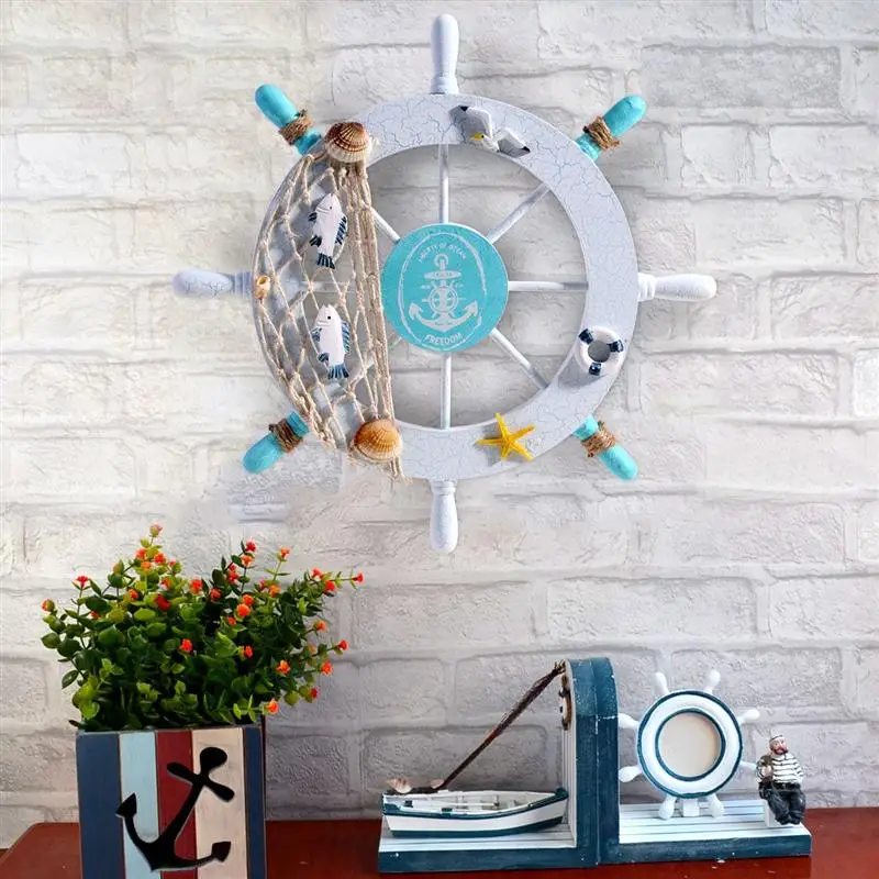 WINOMO морской пляж деревянная лодка корабль рулевое колесо Рыболовная сеть
