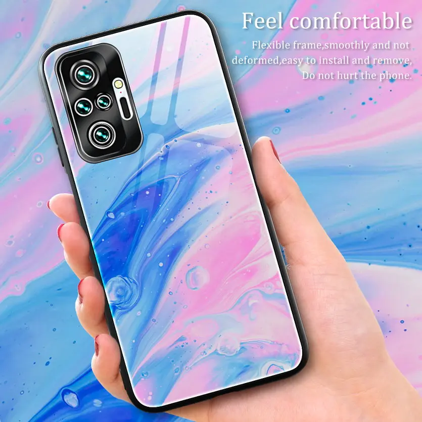 Marble Glass Case for Xiaomi Redmi Note 10 pro Note10 Tempered Glossy Cover For Redmi K40 Note 9 pro Max 9s note 8 pro 8T 8A
