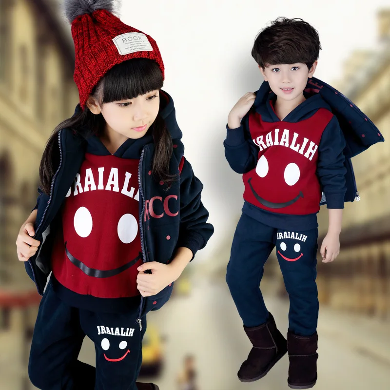 3PCS WineRed Комплекты из 2 предметов, 3 предмета детский спортивный костюм для отдыха одежда для малышей Повседневный Спортивный костюм для подростков детский хлопковый свитер на молнии для мальчиков+ штаны, От 4 до 13 лет - Цвет: 3PCS WineRed