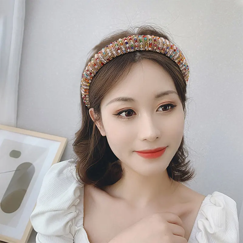 

Korea Elegant Bling Rhinestone Crystal Headbands Sparkly Sponge Hair Hoop Hairbands Padded Handmade Head Hoop Hair Accessories