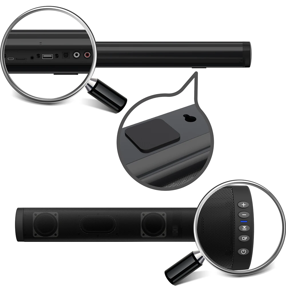 

20W Multifunction Wall Mounted TV Wireless Bluetooth Speaker Stereo Surround Sound Soundbar Subwoofer with Audio Coaxial Cable