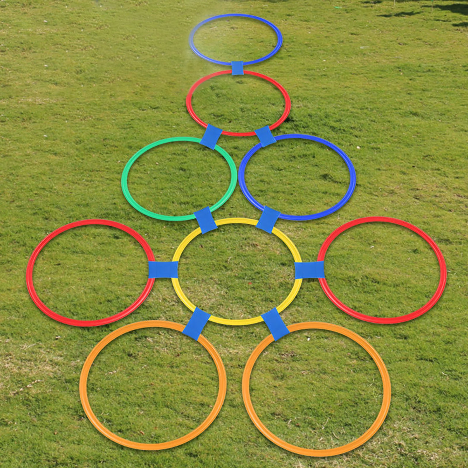 

Hopscotch Rings Game Set 10Pcs Multi-Colored Plastic Circles with 10 Connectors Fun Creative Play Set for Kids