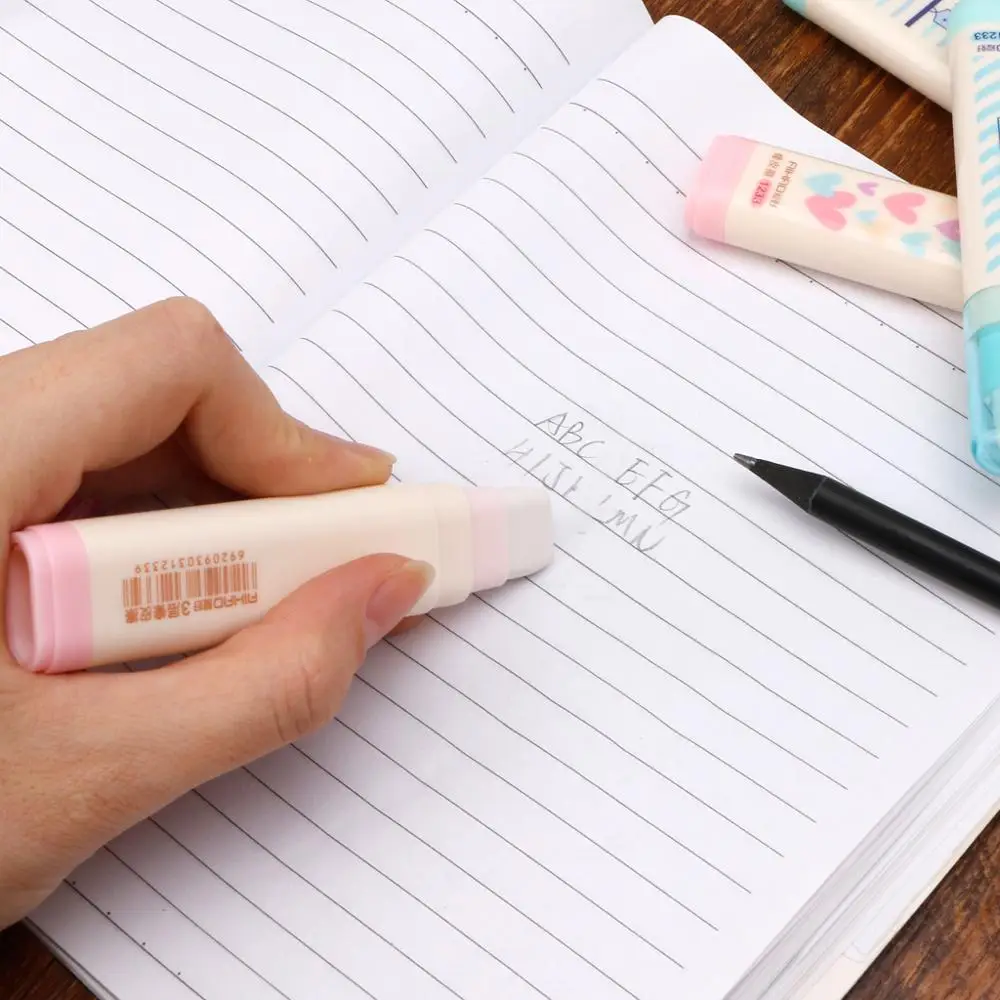 

Cute Kawaii Heart Flower Rubber Erasers Lovely Stripe Pencil Eraser For Kid Gift