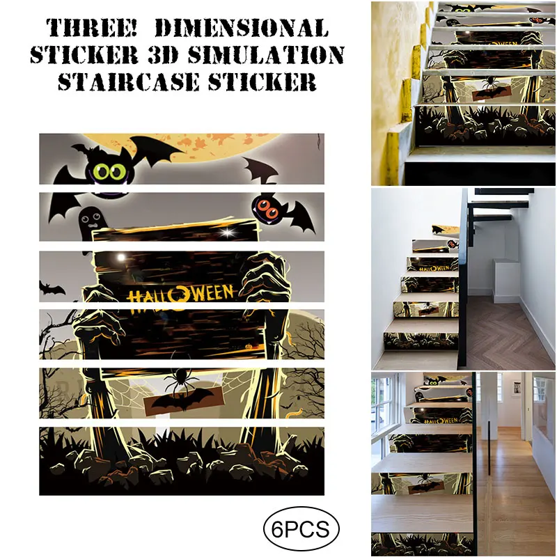 

Halloween Stairs Sticker With Spider Print Pvc Waterproof Selfadhesive Floor Diy Wall Decal Removable Home Decor Stickers