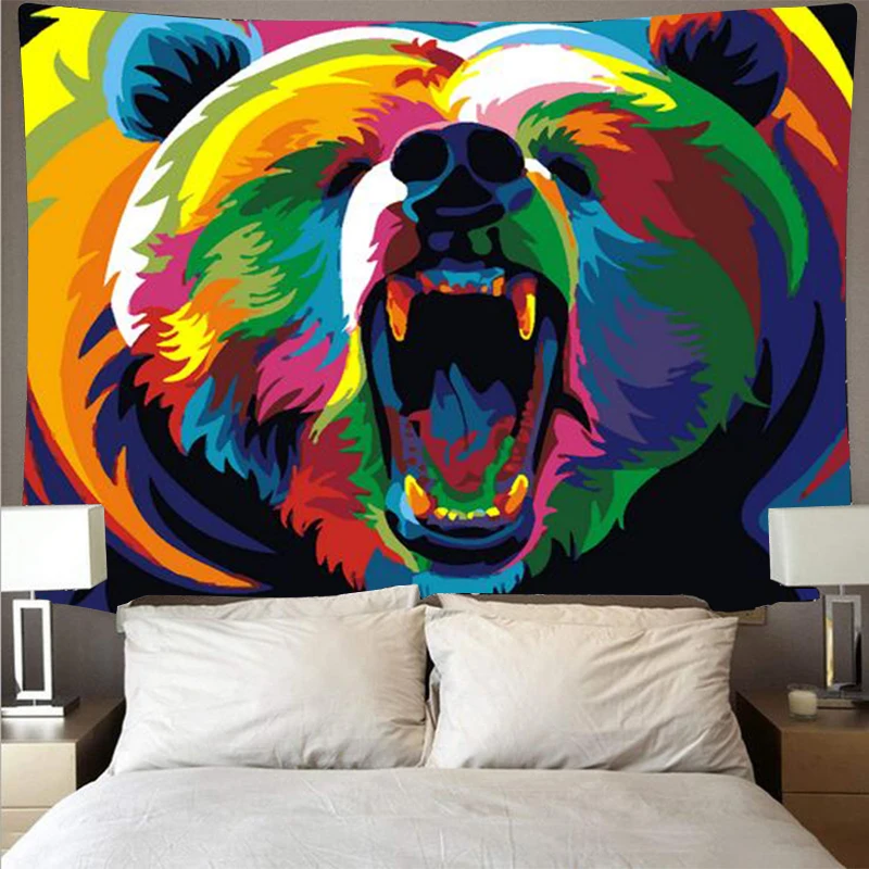 

FFO Tapestry Wall Hanging Animal Scenic Printed Background Cloth Colorful Rectangle Carpet for Home Dorm Room Decor