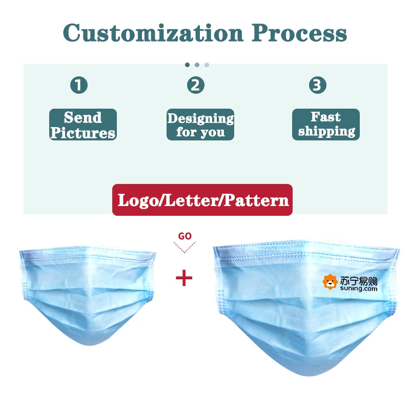 

10-500PCS Custom Face Mask Logo Anime Letter Photo Star Print Masks 3 Layer Melt Blown Cloth Masks Children Protect Mascarillas