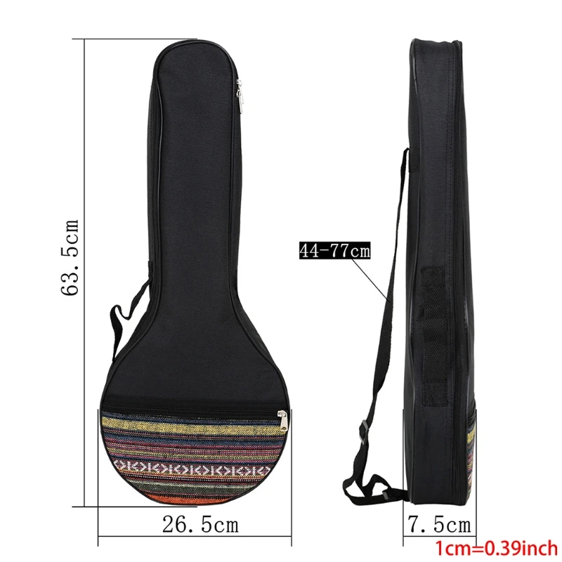 

25in 4-Strings Banjo Bag Ethnic Style Ukulele Tote Case Cotton Backpack Musical Instrument Accessories