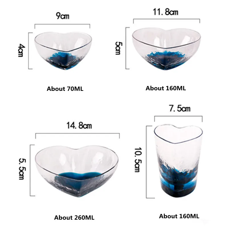 Салатница с сердцем прозрачная стеклянная миска Хрустальная чашка десертные