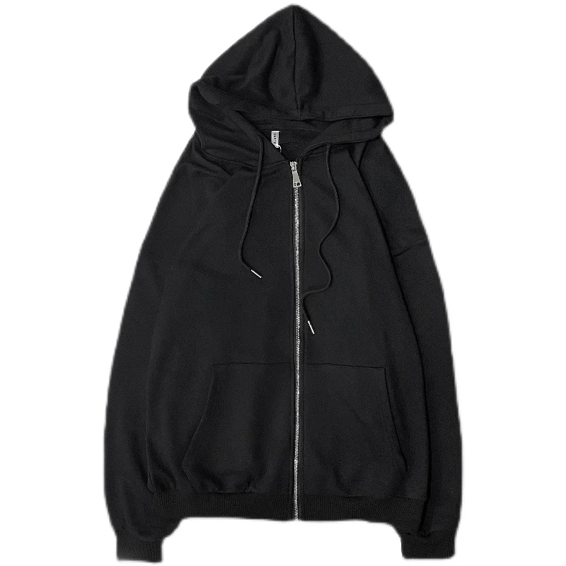 

Men Jackets Fashion All-match Zipper BF Streetwear Male Clothes Hooded Casual Loose Outerwear Spring Coat Solid Harajuku Chic