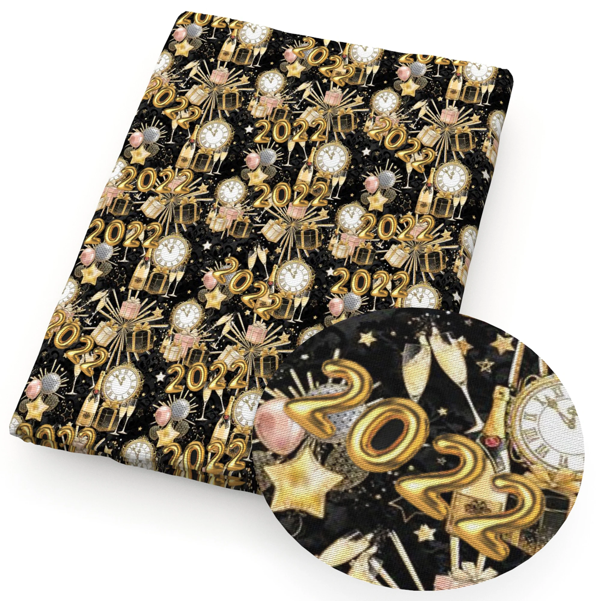 50*145см Счастливый Новый год 2022 Картон Полиэстер Хлопковая ткань Пэчворк Ткань Для детей Домашний текстиль Шитье Кукольное платье 1Yc20340