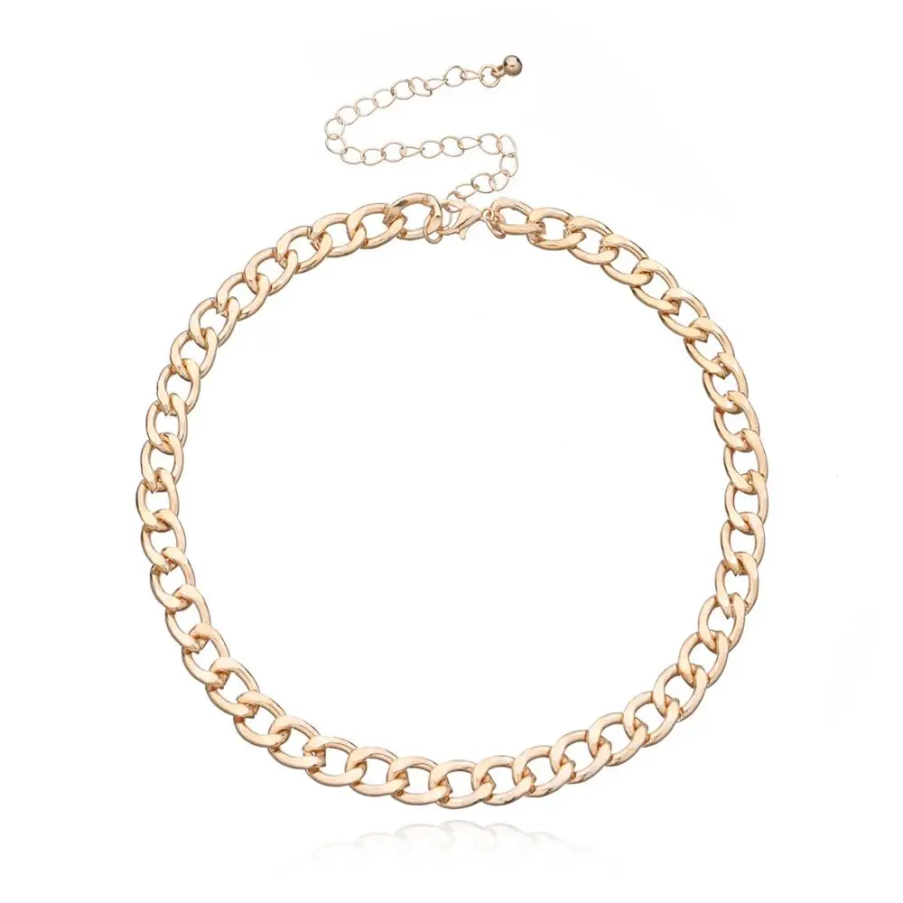 

Fashion Punk Cuban Thick Short Choker Necklace Collar Simple Minimalist Gold Color Chunky Necklace for Women Jewelry