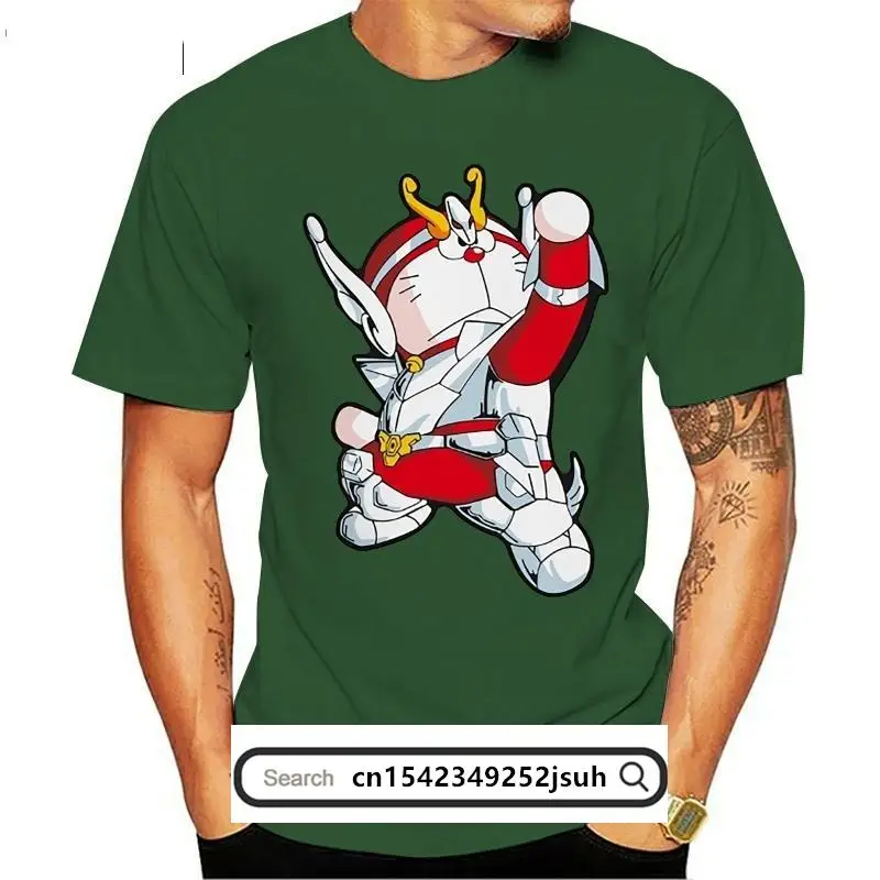 

funny t shirts Doraemon Crossover Saint Seiya T Shirt Funny Parody Geek Design Naughty T-shirt Fashion Novelty Tshirt