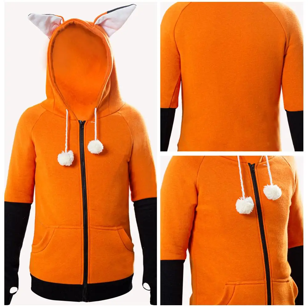 

Anime Fox Orelhas Ears Cosplay Ktsune Hoodie Costume Jacket Adult Girls Fall Clothes Women Coat Sweatshirt