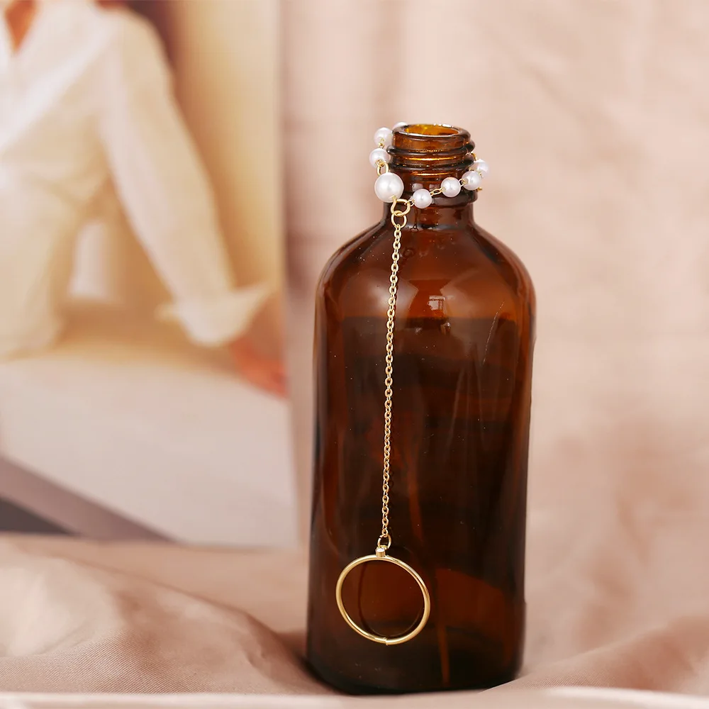 Комплект женских колец с жемчугом и цепочкой элегантное винтажное Ювелирное