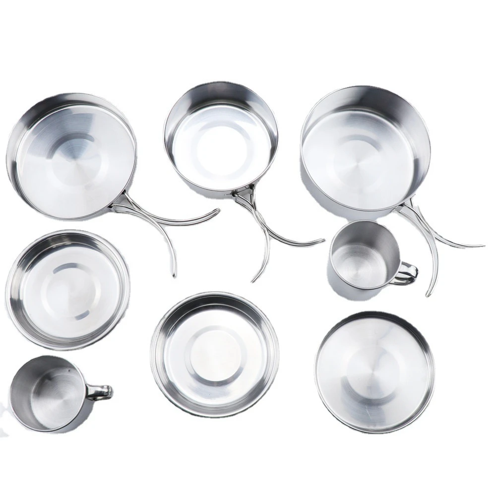 

8pcs Backpacking Camping Cookware Picnic Cooking Cook Set Camping Cooking Pots Outdoor Tableware Kitchen Utensils Picnic Set Pot