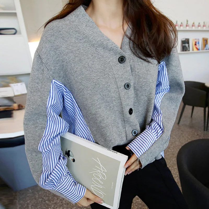 Женский однобортный Кардиган BGTEEVER вязаный кардиган с v-образным вырезом и