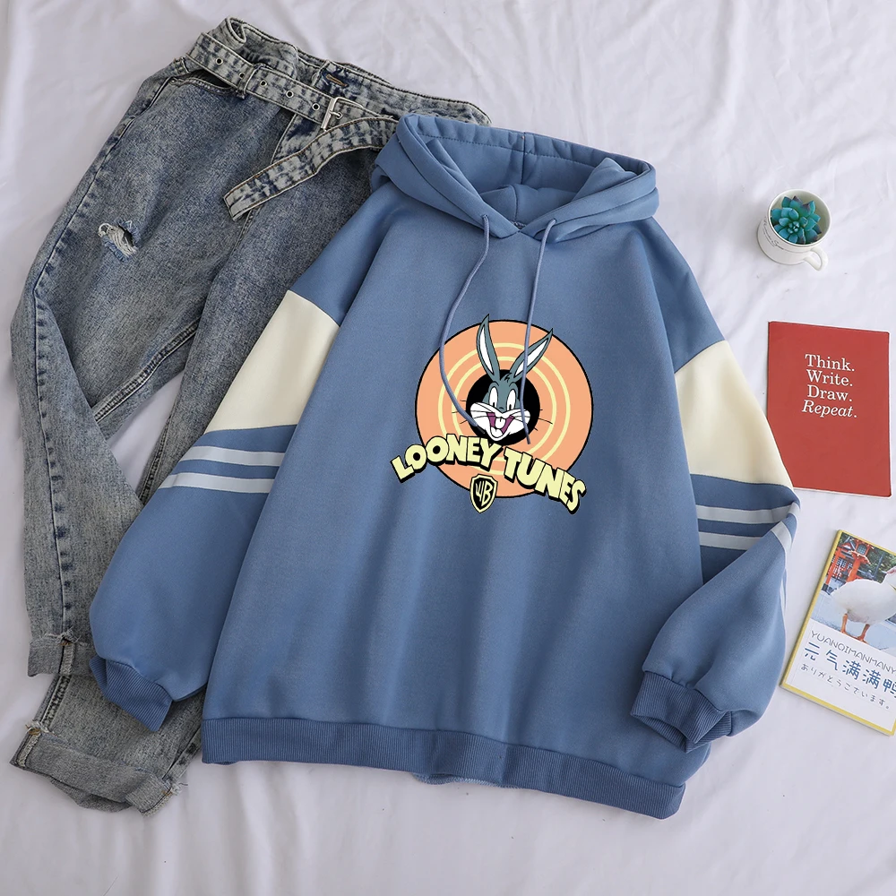 

Fashion Cartoon Animal Rabbit Print Casual Sportswear Female Fleece Hooded Pullover Loose Fashion Sweatshirt Soft Cotton Cloth