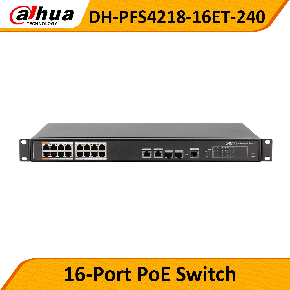 

DAHUA original 16-Port PoE Switch PFS4218-16ET-240 250 meters PoE management