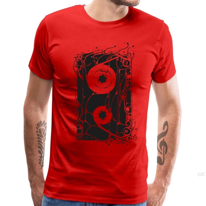 Футболка мужская с принтом кассетки 100% хлопок коротким рукавом | Мужская одежда