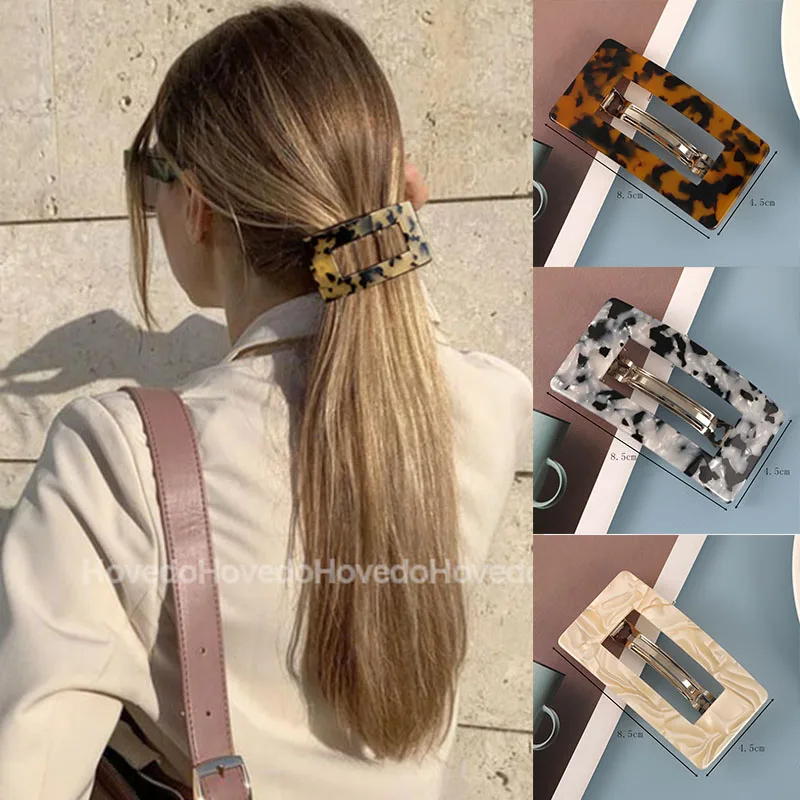 

Заколка для волос из ацетата, Простой прямоугольный пружинный зажим, Шпилька для волос с характерной пластиной, аксессуар для волос для жен...