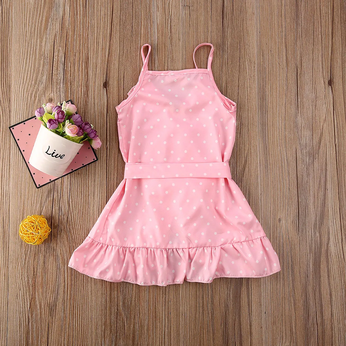 2020 Baby Summer Clothing Toddler Girl Kid Clothes Sling Polka Dot Dress Strap Ruffled Outfit Gown | Детская одежда и обувь