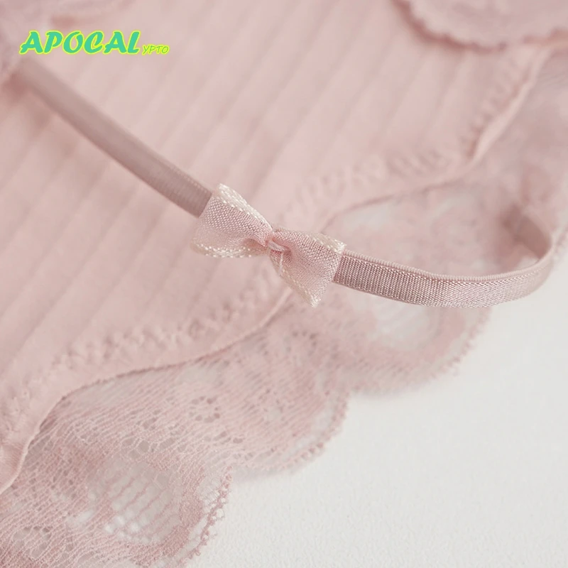 Пикантные кружевные женские трусики APOCAL на бретелях Sexi Tanga с рюшами изящное
