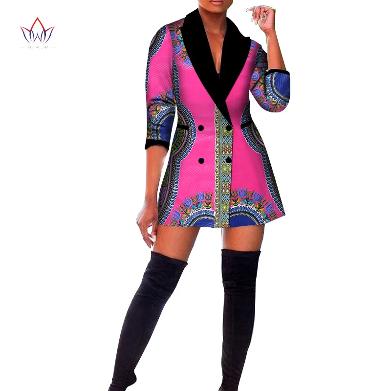 Autumn African Trench Coat for Women Clothing Africa Print Blazer Outfits Dashiki Office Outwear WY5804 | Тематическая одежда и