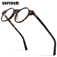 hepidem acetate glasses men retro vintage round eyeglasses frame women myopia optical prescription spectacles eyewear 9162