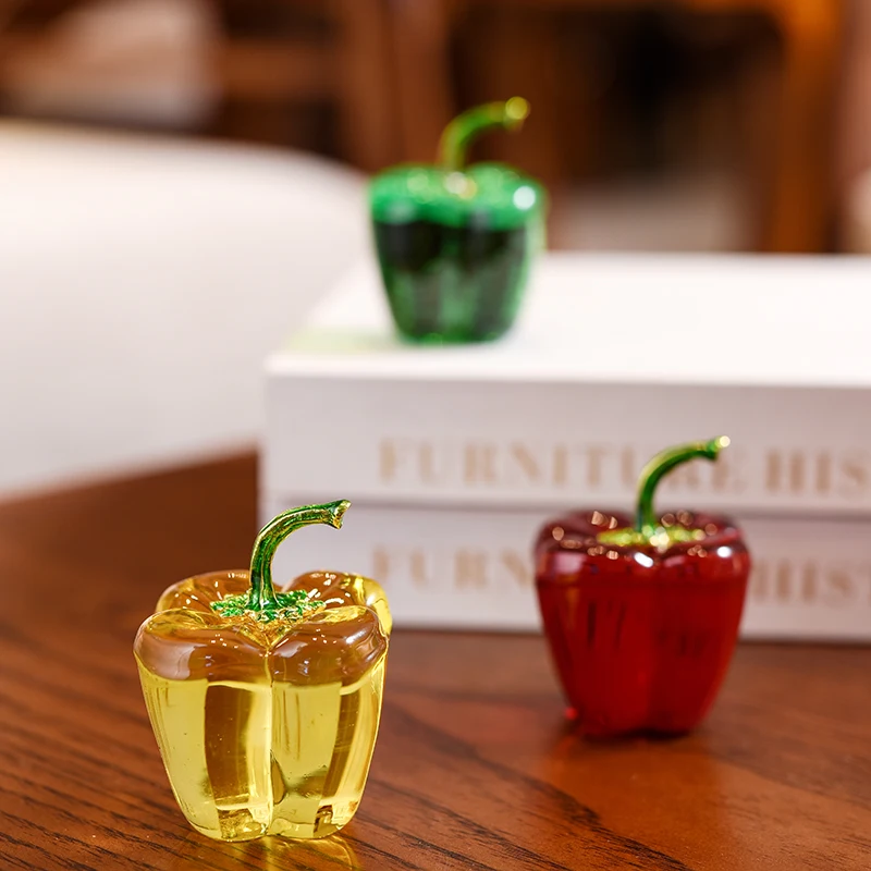 Crystal Chili Figurines Bell Pepper Paperweight Glass Fruit Ornament Fortune Transfer Car Interior Home Table Wedding Gift Decor | Дом и сад