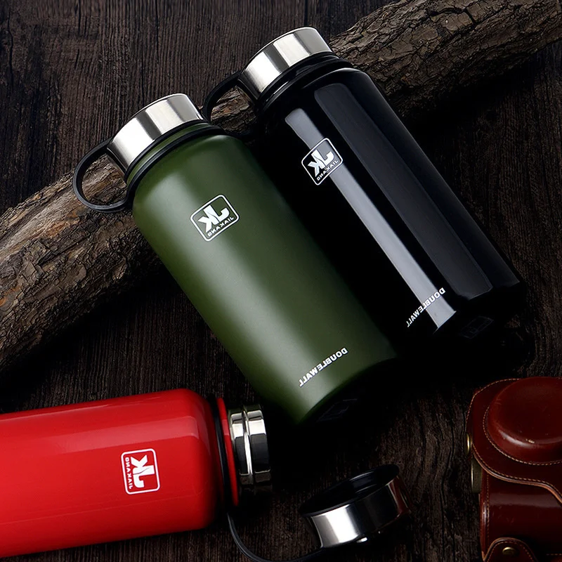 

800/1100/1500ML Portable Large Capacity Stainless Seel Thermos Bottle Outdoor Sports Vacuum Flask Water Bottles With Handle