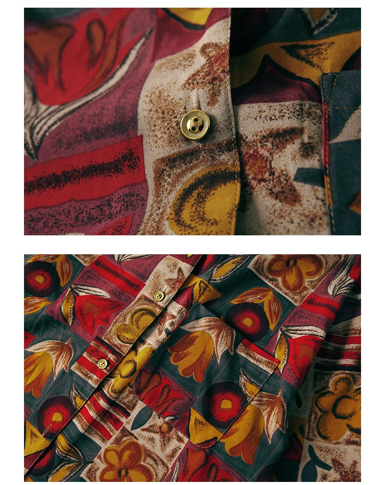 Tingfly дизайнерская винтажная с цветочным принтом Повседневная Блузка рубашки для