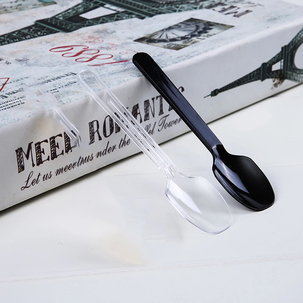 Новые 100 шт мини прозрачные пластиковые ложки вечерние свадебные Одноразовые