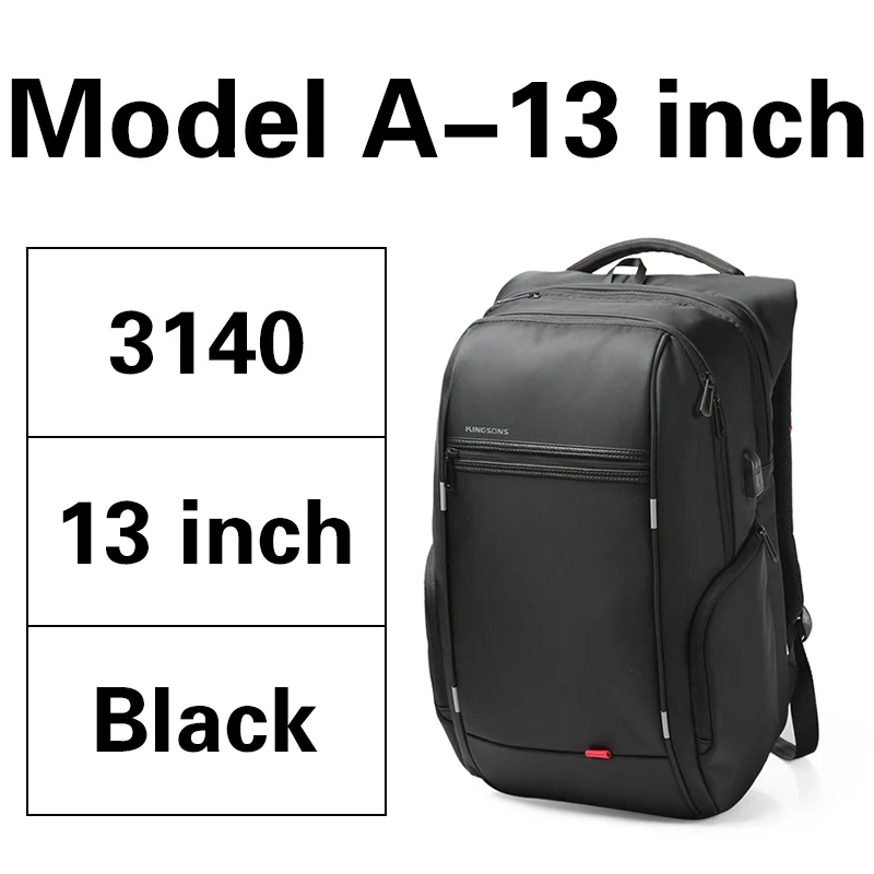 Model-A-13inch black KINGSONS мужской рюкзак для ноутбука 13,3 15,6 17,3 дюймов Водонепроницаемый женский модный рюкзак для деловых поездок школьные сумки - Цвет: Model-A-13inch black