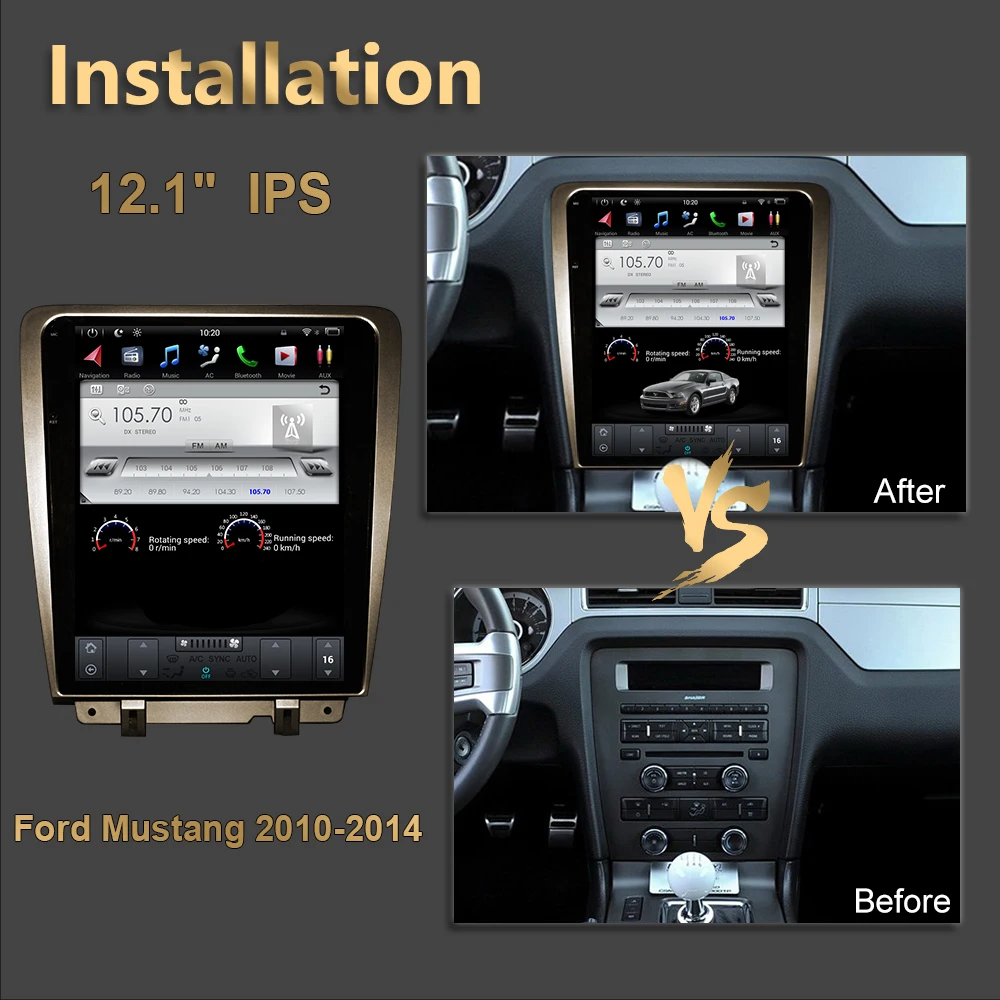 Tesla Style Android 9.0 Car GPS Navigation for Ford Mustang 2009-2015 Auto Radio Stereo Multimedia DVD Player Head Unit | Автомобили и