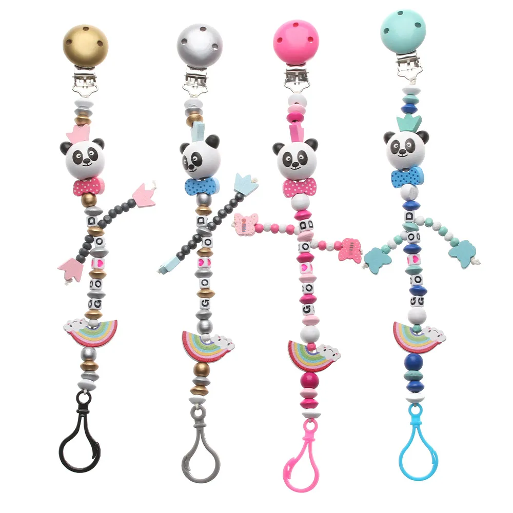 1PC New Multicolor Panda Silicone Baby Pacifier Clip Rainbow Chain For Teething Soother Chew Toy | Мать и ребенок