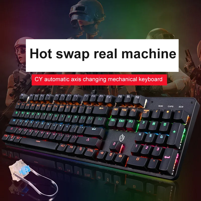

Mechanical Keyboard Mechanical Gaming Keyboard RGB Backlit Keyboards 104 Keys Wired For PC Computer Gamer