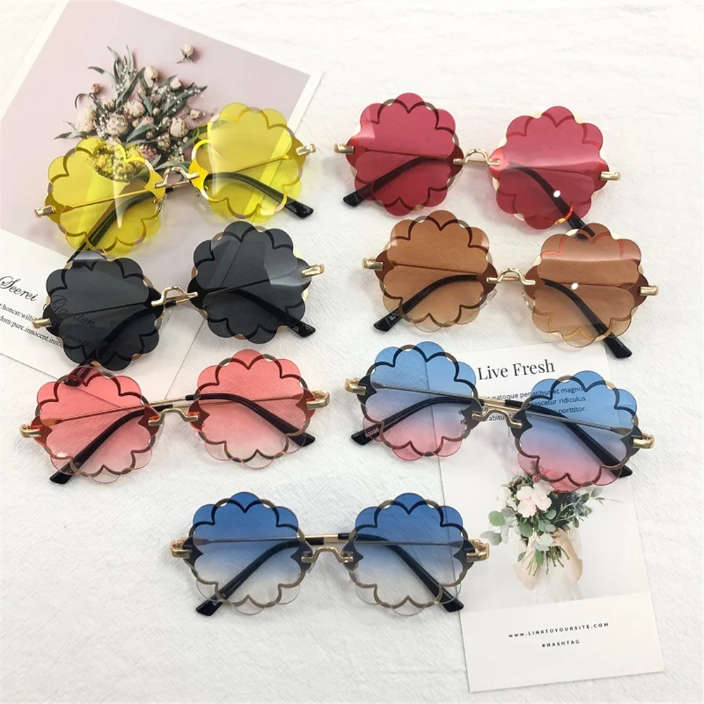 

Fashion Kids Rimless Sunglasses Flower Frame Girls Children Sun Glasses Eyeglasses Outdoor Travel Car Cute Style Party Eyewear