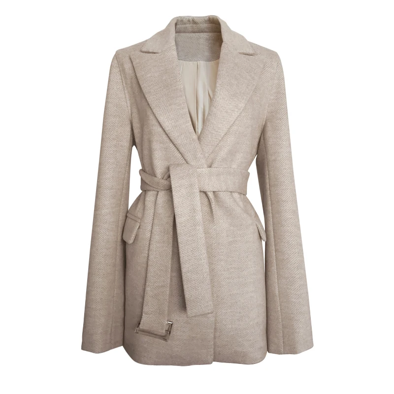 Женский шерстяной пиджак 2020 Новая мода утолщающий ремень светильник