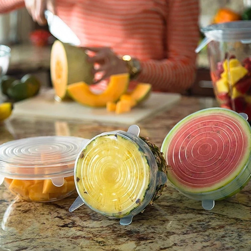 6Pcs/Set Food Silicone Cover Universal Lids For Cookware Bowl Pot Reusable Stretch Kitchen Accessories | Дом и сад