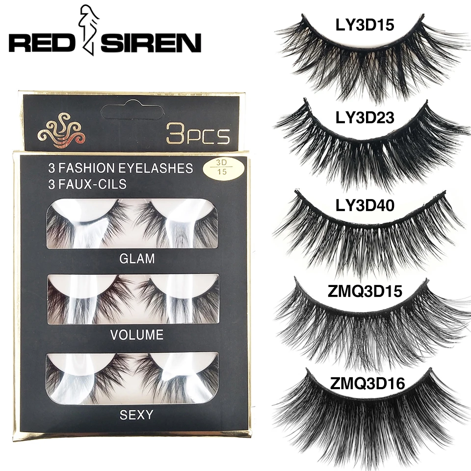 Красная сирена 3 пары накладные ресницы ручной работы длинные натуральные 3D