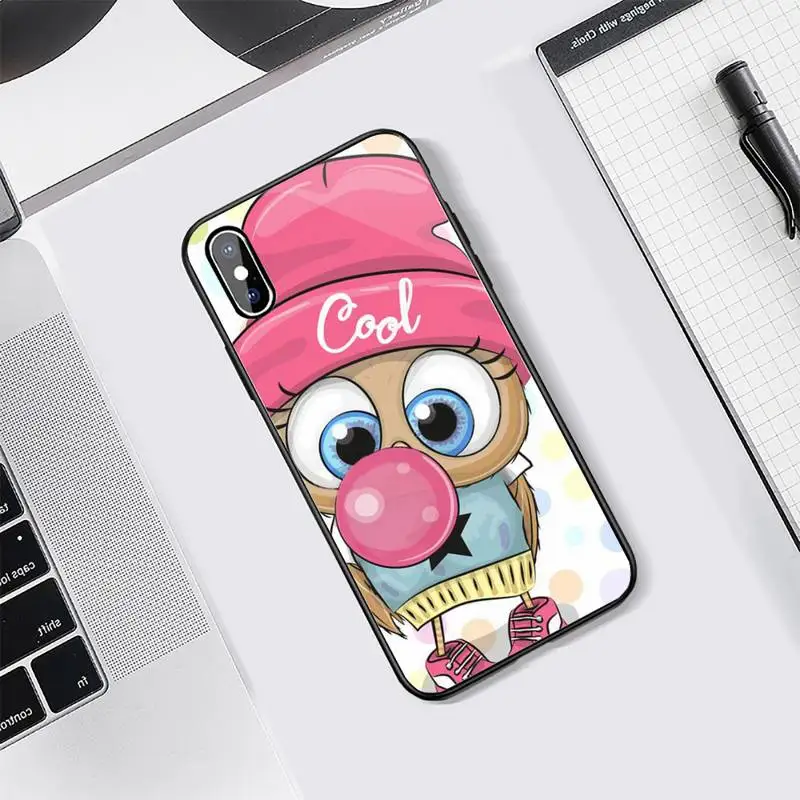 

Cute cartoon animal Owl Phone Cases Tempered glass For iphone 5C 6 6S 7 8 plus X XS XR 11 PRO MAX